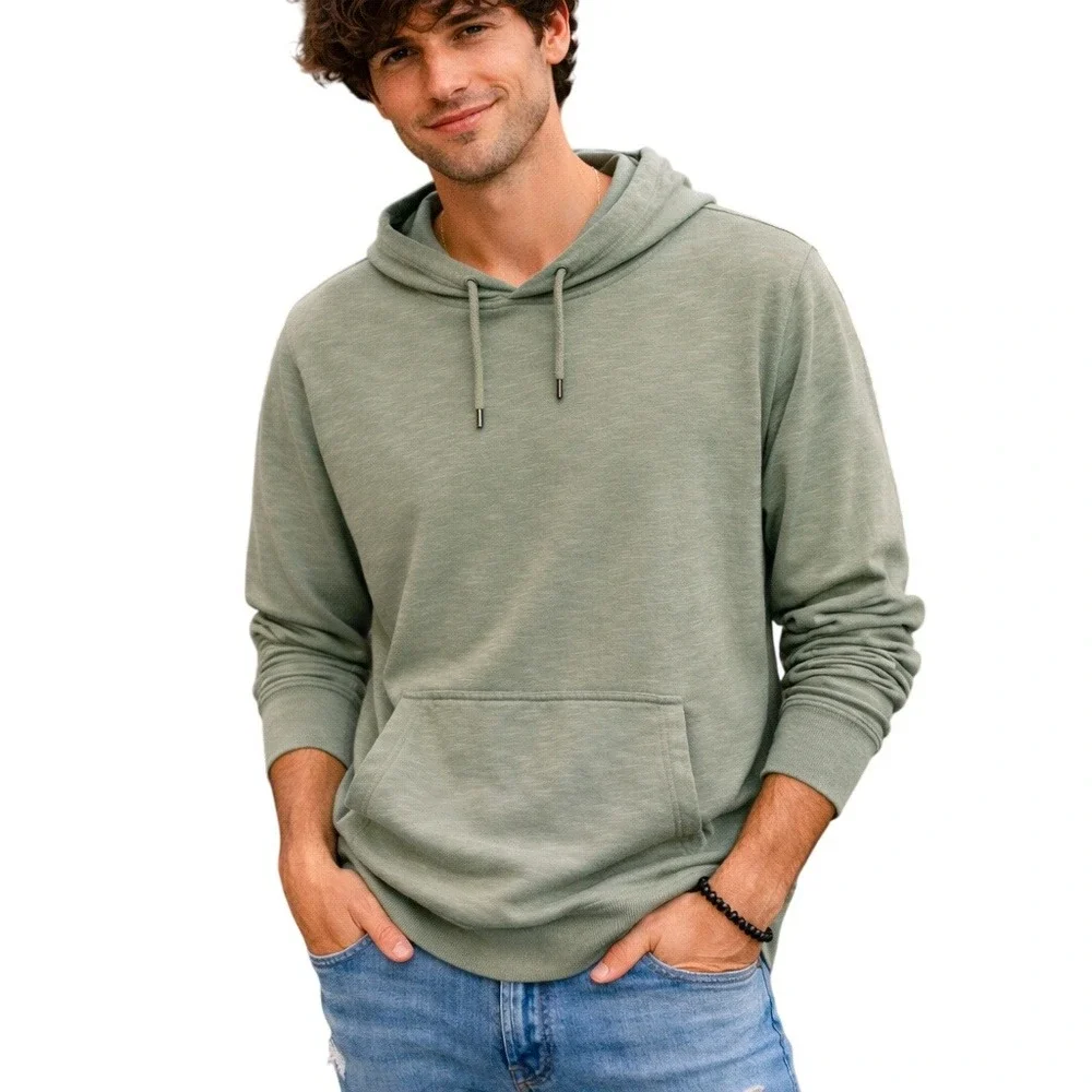 J. Crew Men's Pockets Long Sleeve‎ 100% Cotton Pullover Hoodie Sweatshirt Size L